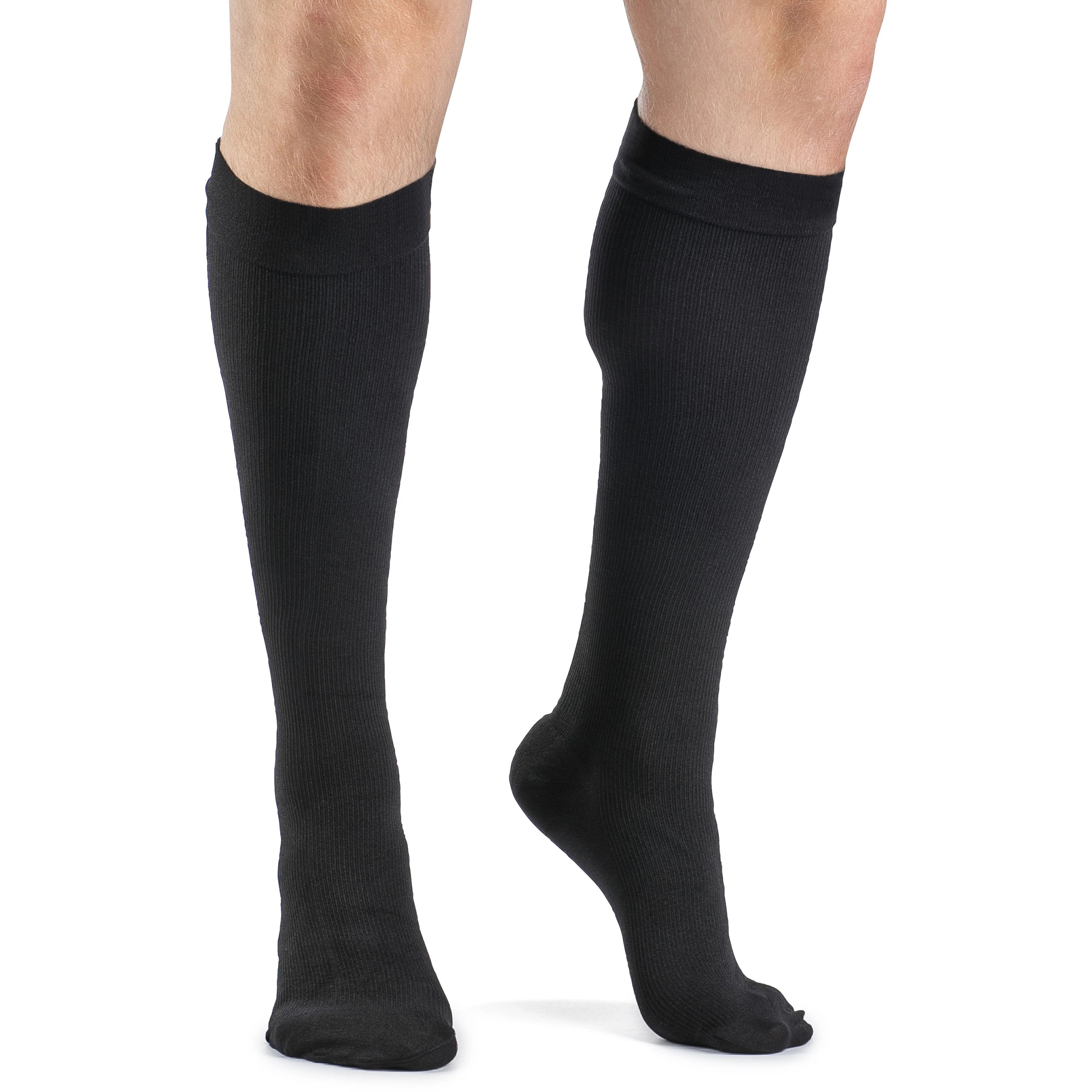 Dynaven Opaque Ribbed Men's Knee High 15-20 mmHg w/ Silicone Top - Image 2