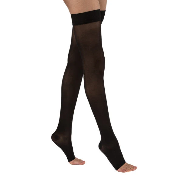 JOBST® UltraSheer Women's Thigh High 20-30 mmHg w/ Silicone Dotted Top Band, Open Toe - Image 2