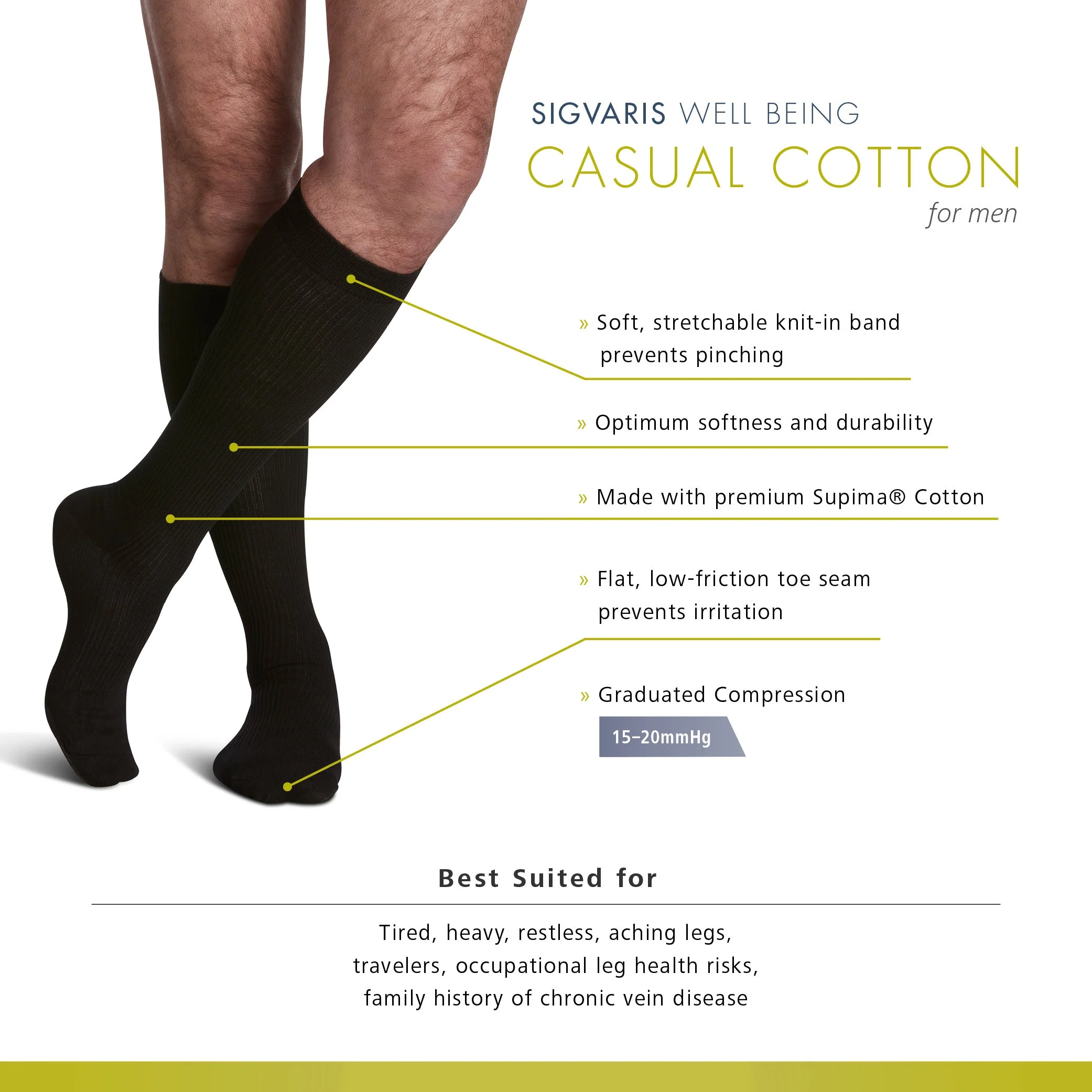 Sigvaris Casual Cotton Men's Knee High 15-20 mmHg - Image 7