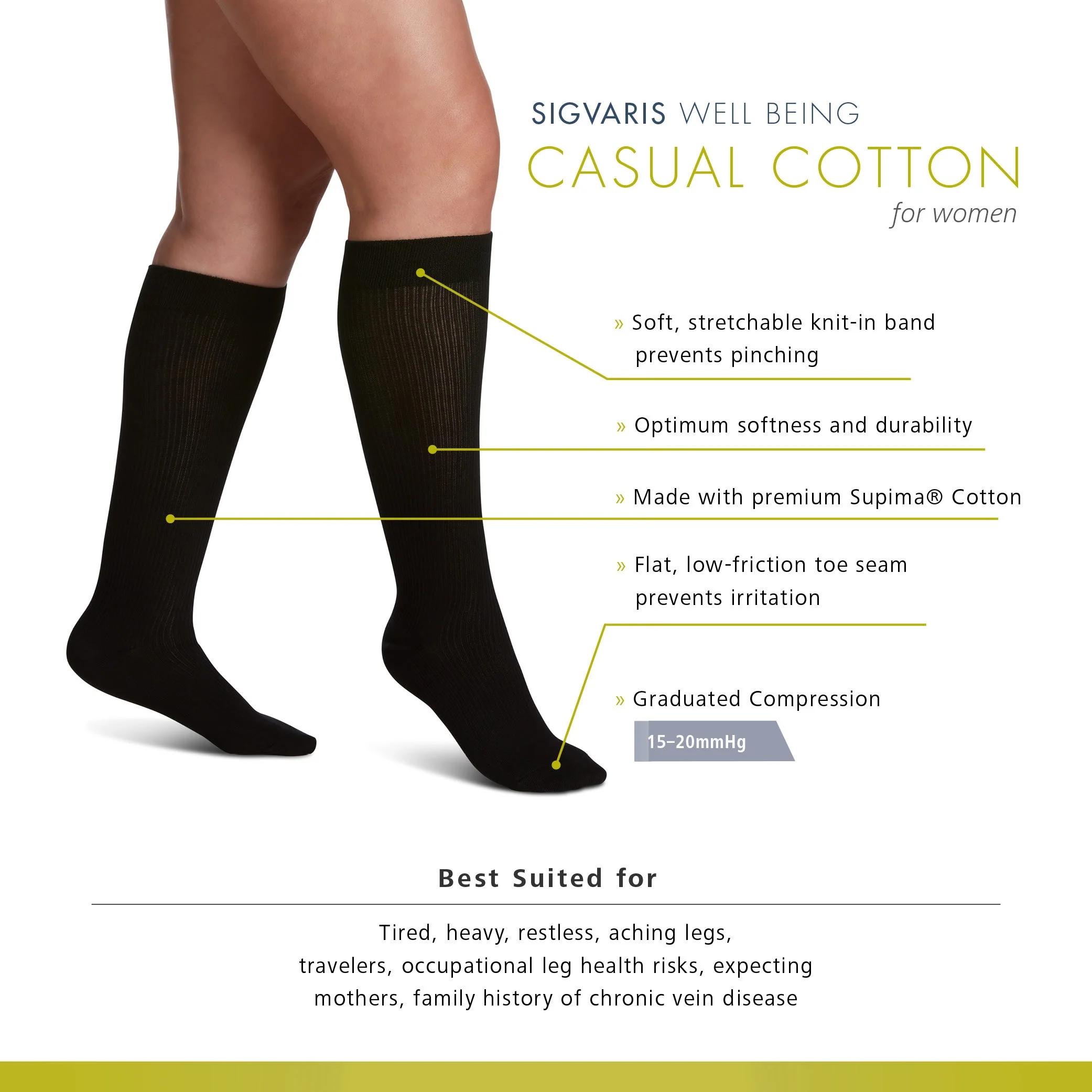 Sigvaris Casual Cotton Women's Knee High 15-20 mmHg - Image 7