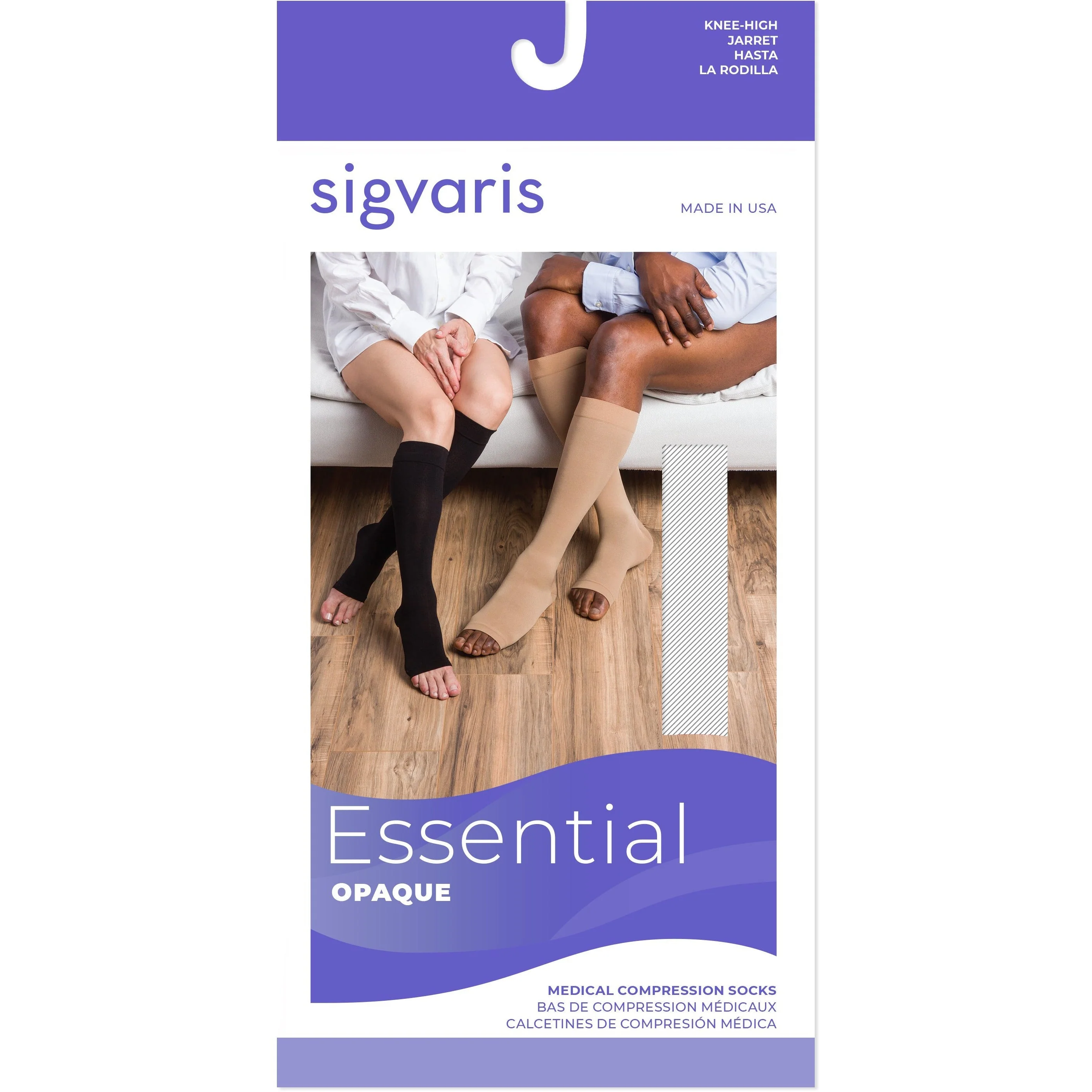 Sigvaris Opaque Knee High 30-40 mmHg, Open Toe - Image 3