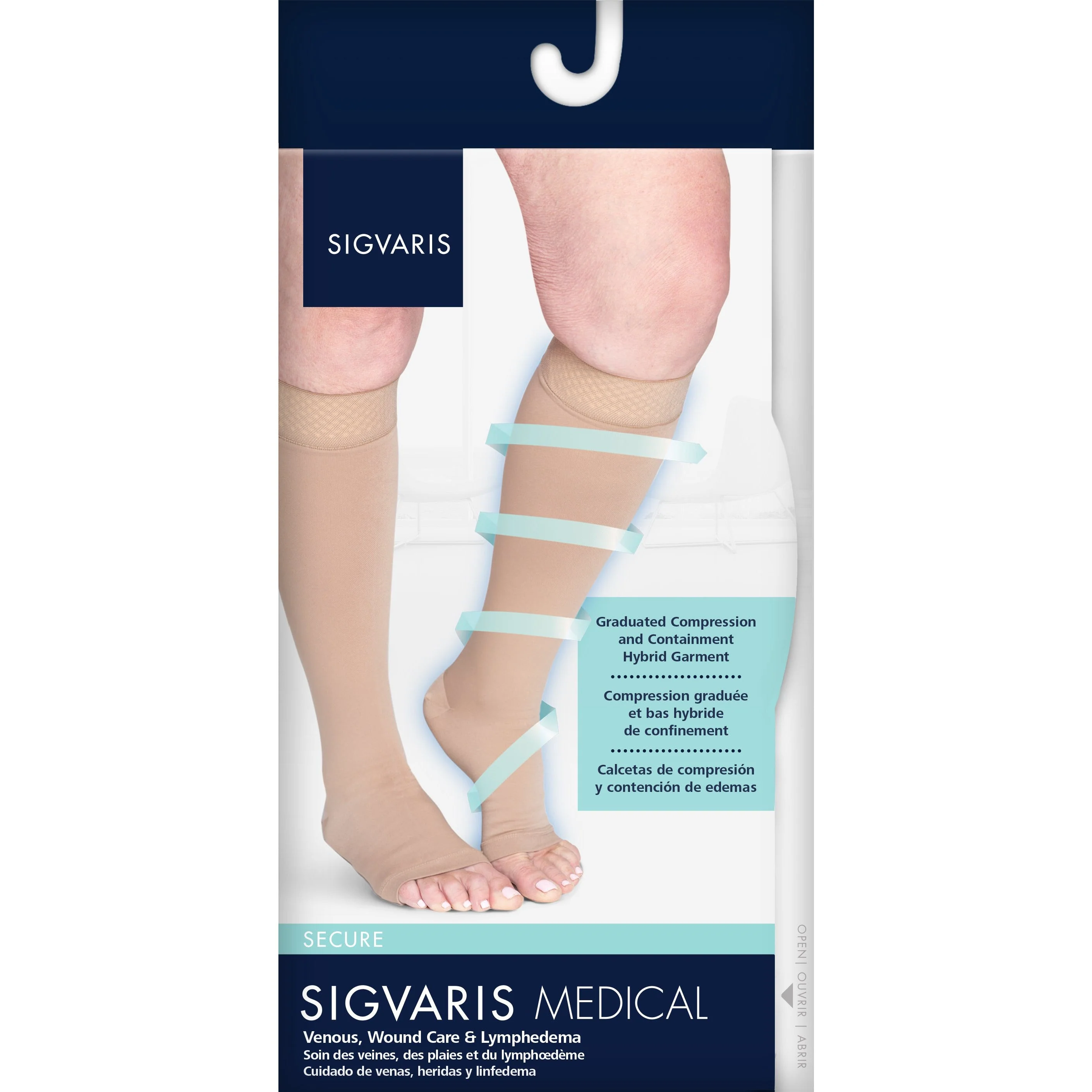 Sigvaris Secure Knee High 40-50 mmHg, Open Toe - Image 3