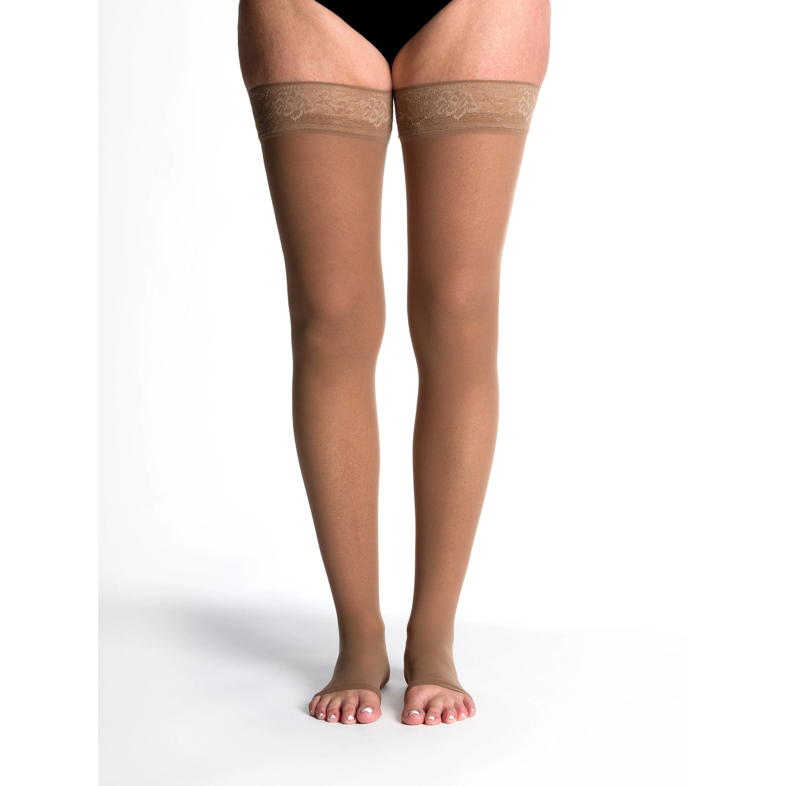 Sigvaris Sheer Women's Thigh High 15-20 mmHg, Open Toe - Image 4
