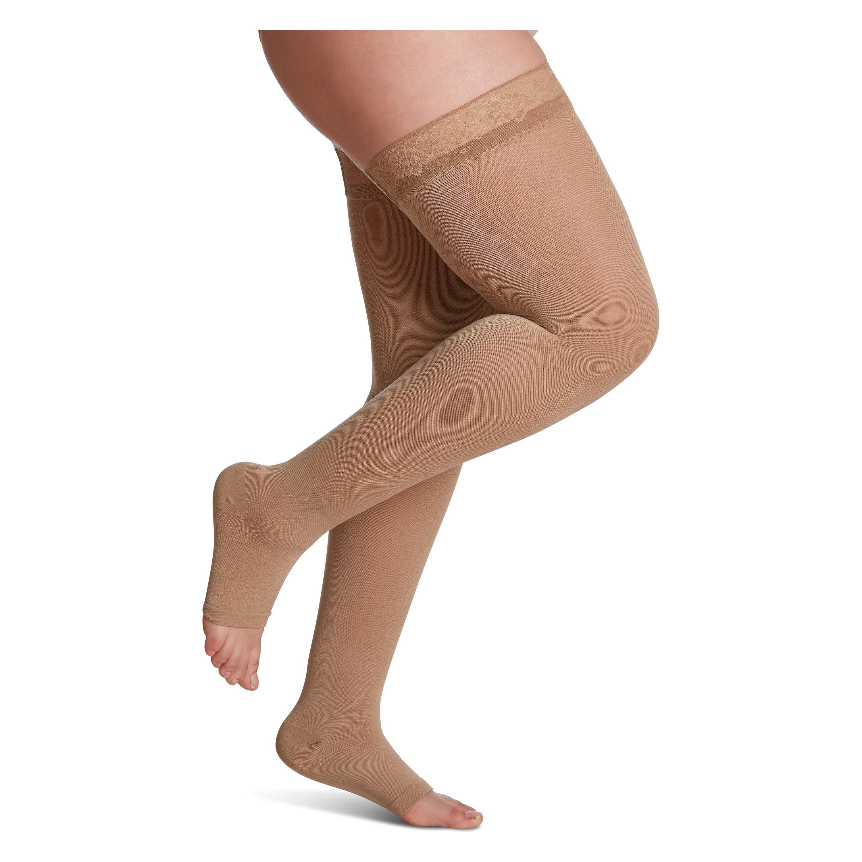 Sigvaris Soft Opaque Women's Thigh High 15-20 mmHg, Open Toe - Image 2