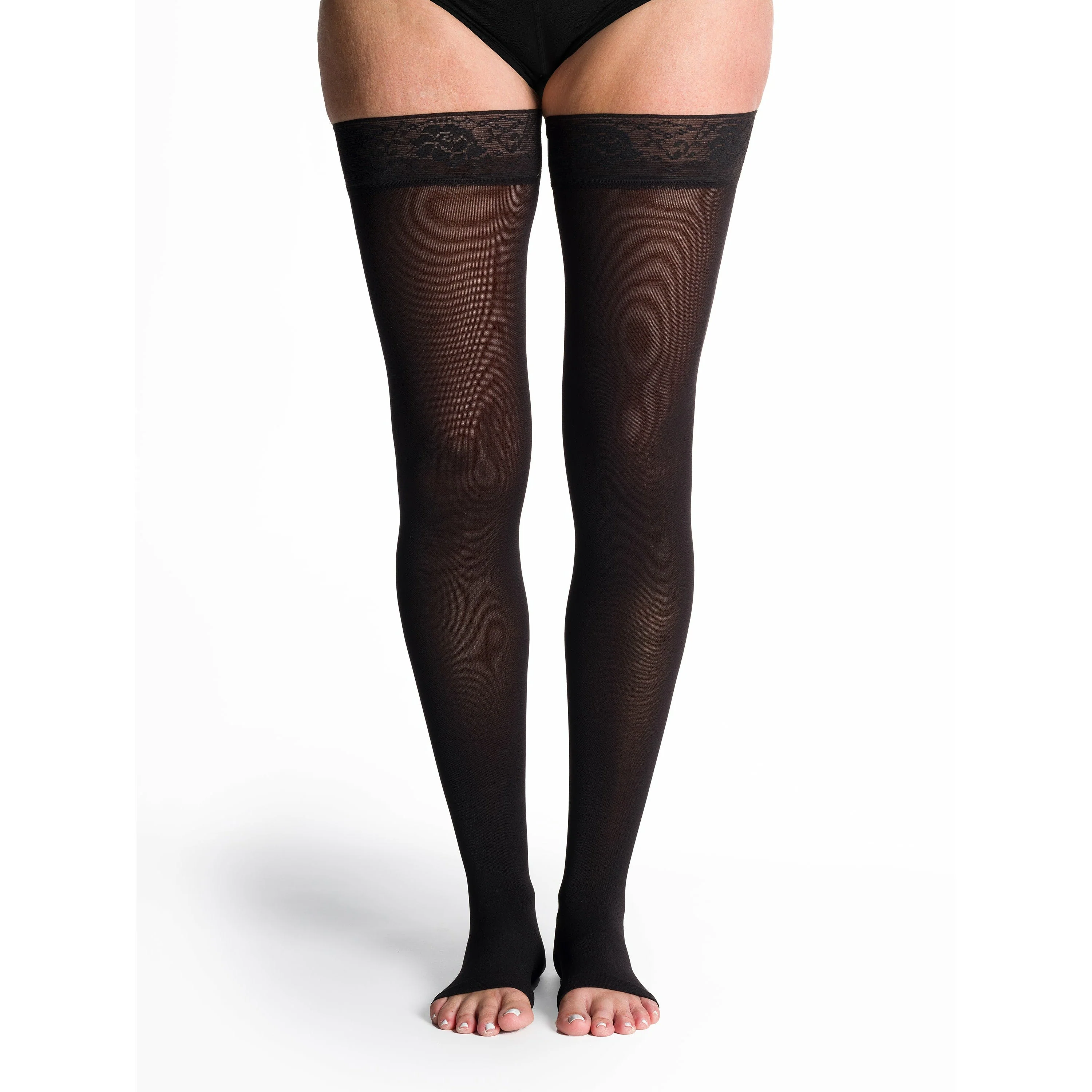 Sigvaris Soft Opaque Women's Thigh High 30-40 mmHg, Open Toe - Image 2