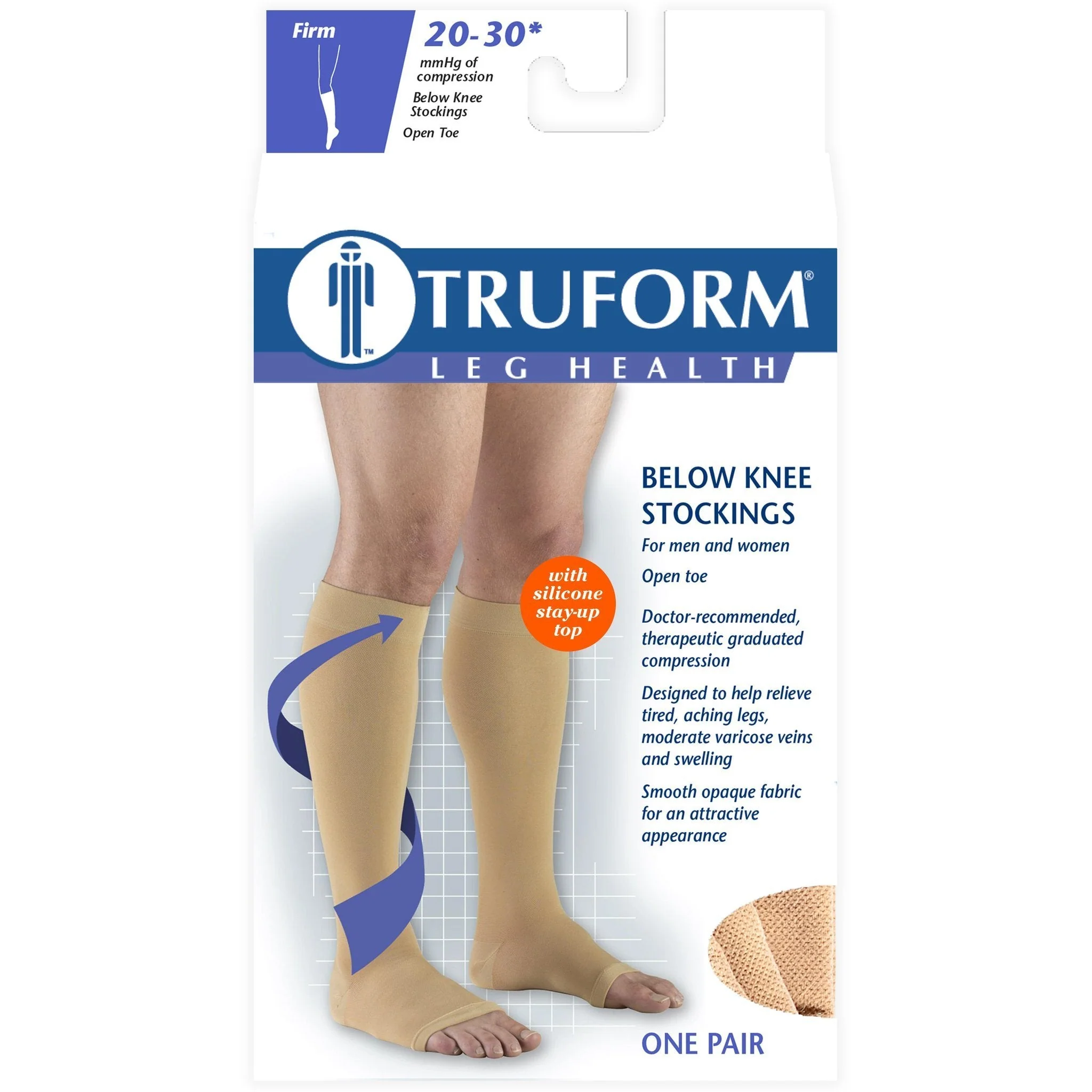 TRUFORM® Knee High 20-30 mmHg w/Silicone Dot, Open Toe - Image 2