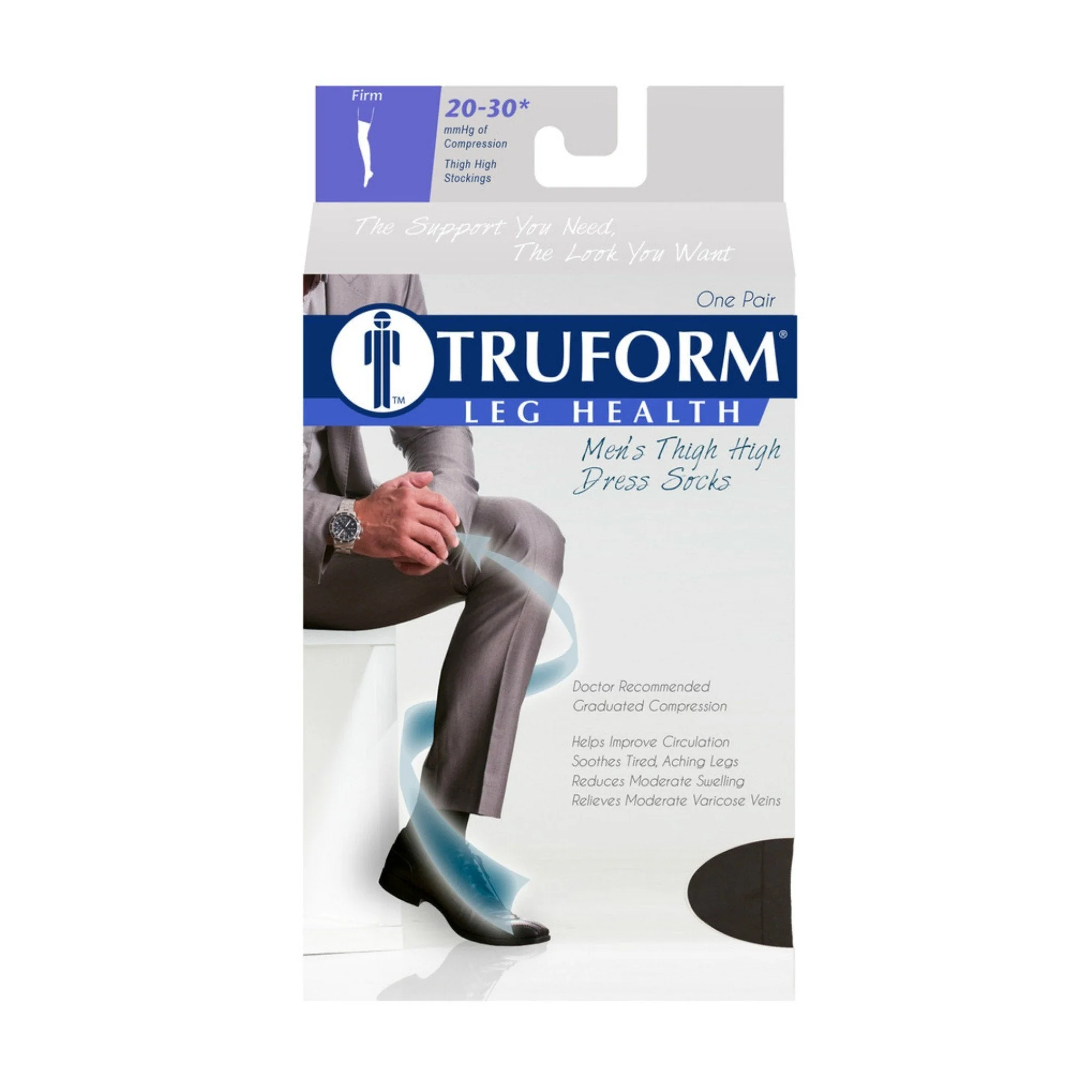 TRUFORM® Men's Dress Thigh High 20-30 mmHg - Image 2