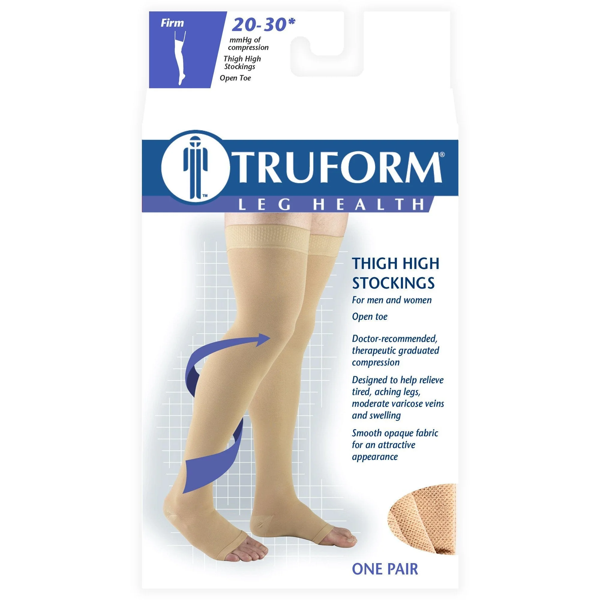 TRUFORM® Thigh High 20-30 mmHg w/ Silicone Dot, Open Toe - Image 5