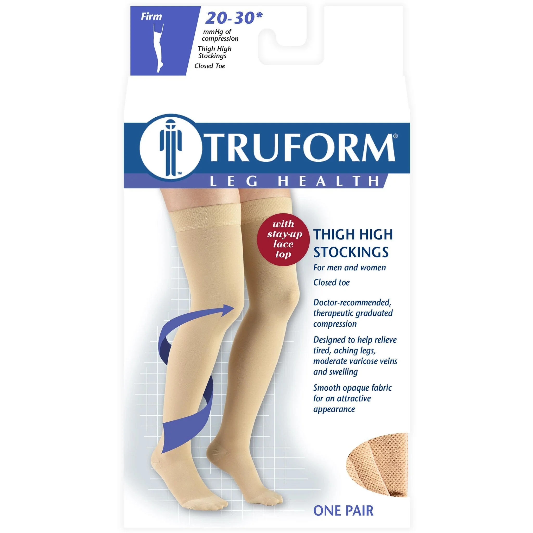TRUFORM® Thigh High 20-30 mmHg w/ Silicone Lace Top - Image 2