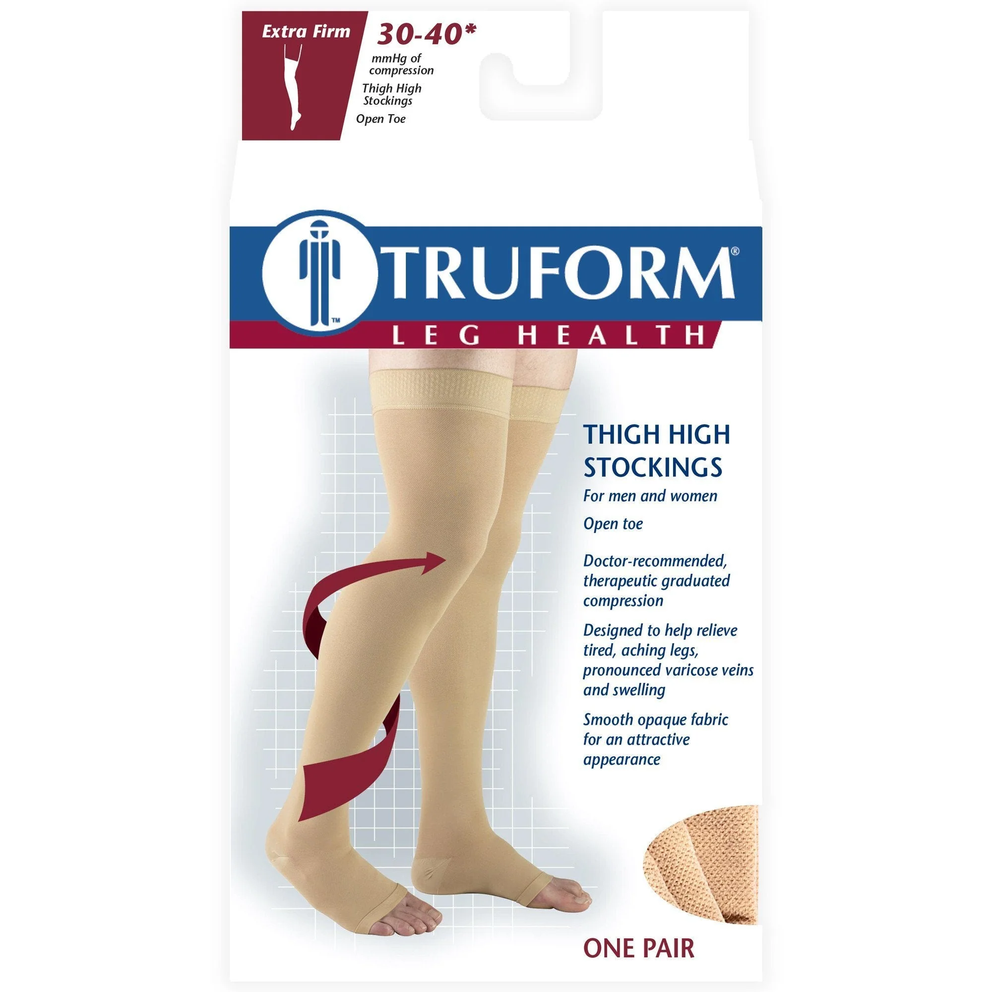 TRUFORM® Thigh High 30-40 mmHg w/ Silicone Dot, Open Toe - Image 3